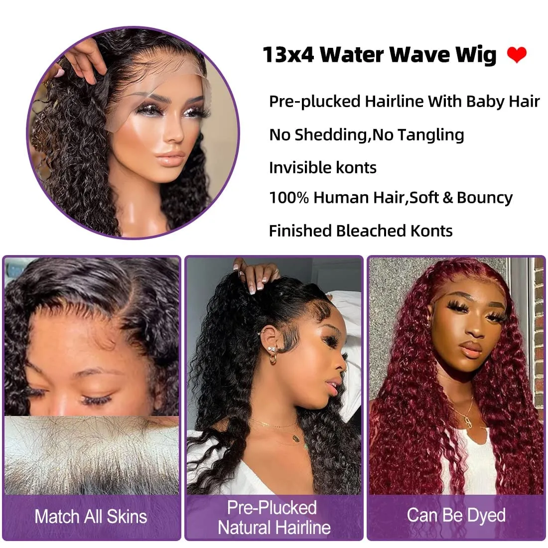 20 Inch Deep Wave Lace Front Wigs Human Hair 13x4 HD Lace Frontal Human Hair Wig 180% Density Wet and Wavy Lace Front Wigs Glueless Wigs Pre Plucked Deep Wave Wig