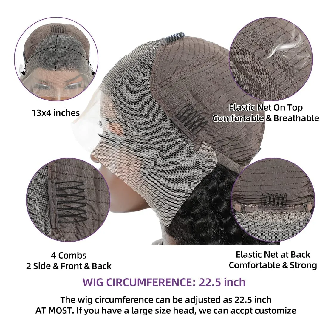 20 Inch Deep Wave Lace Front Wigs Human Hair 13x4 HD Lace Frontal Human Hair Wig 180% Density Wet and Wavy Lace Front Wigs Glueless Wigs Pre Plucked Deep Wave Wig