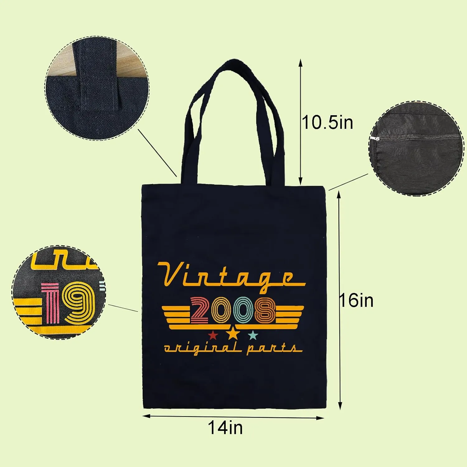 2000 2001 2002 2003 2004 2005 2006 2007 2008 2009 Birthday Gifts for Women, Reusable Canvas Tote Bag for Traveling
