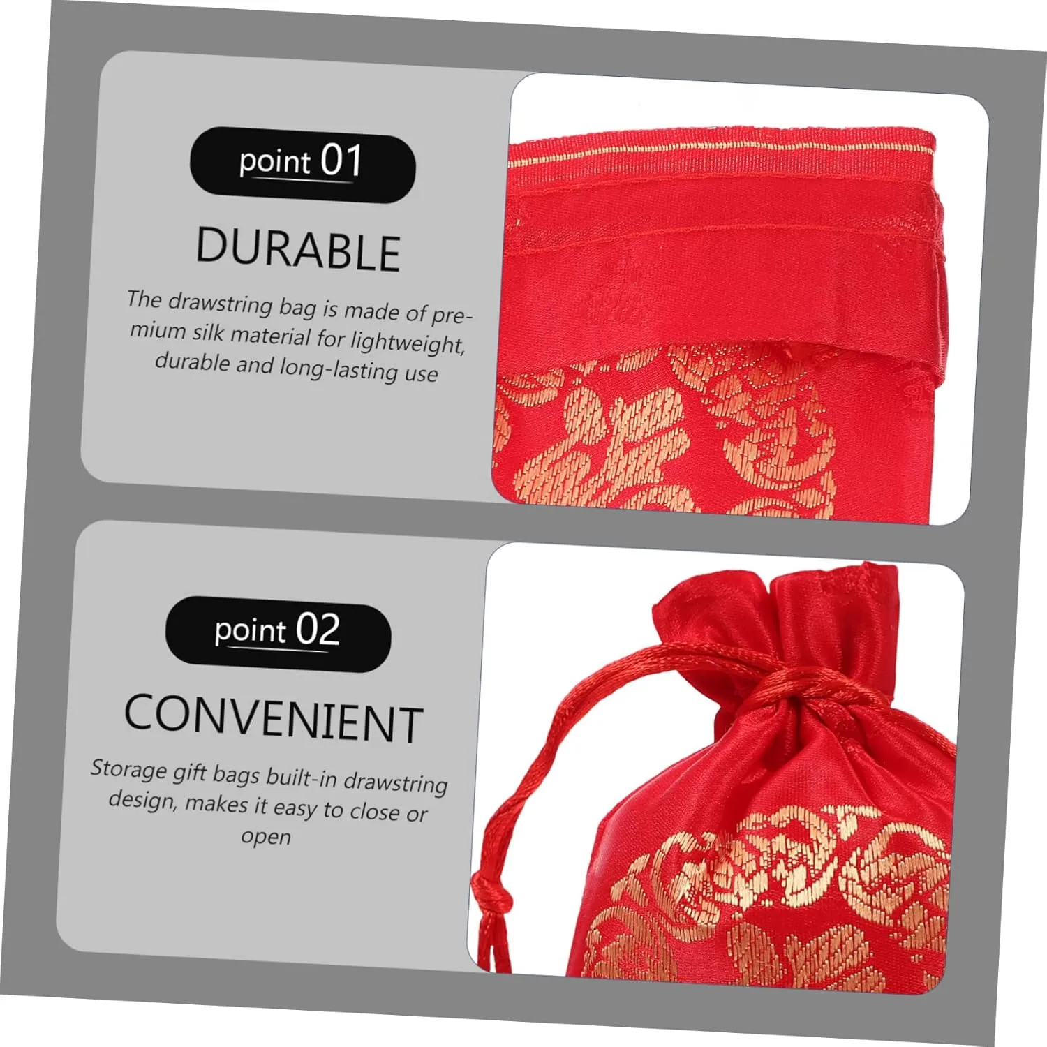 20pcs Lucky Bag Bag Chinese Style Bags Fortunes Drawstring Bag New Year Candy Bag Chinese Candy Bags New Year Hongbao Lucky Money Wraps Bag Supplies Wedding Silk