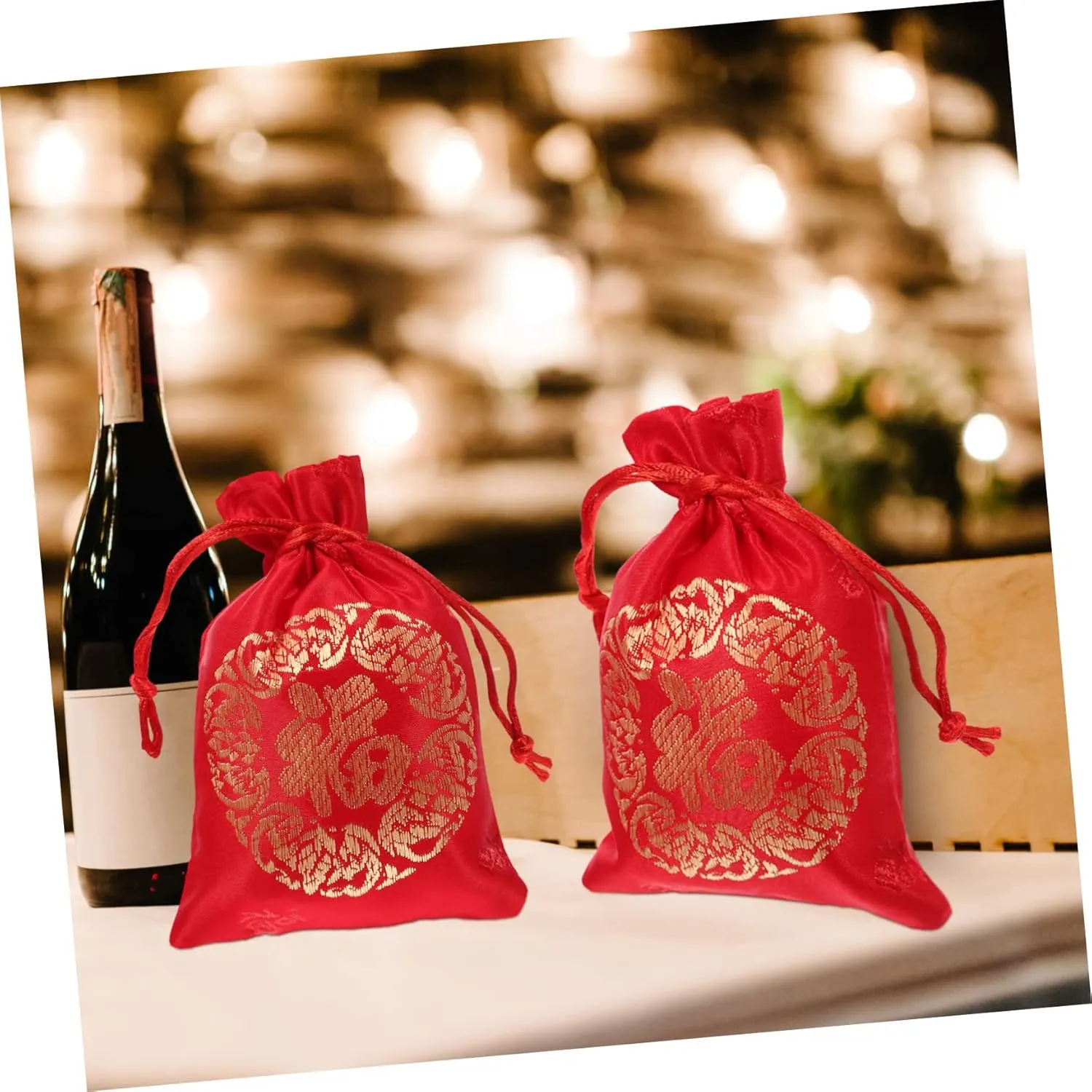 20pcs Lucky Bag Bag Chinese Style Bags Fortunes Drawstring Bag New Year Candy Bag Chinese Candy Bags New Year Hongbao Lucky Money Wraps Bag Supplies Wedding Silk