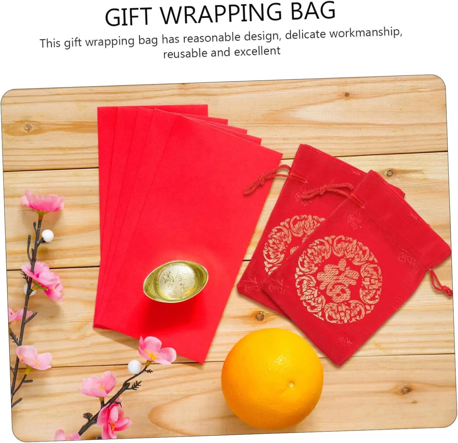 20pcs Lucky Bag Bag Chinese Style Bags Fortunes Drawstring Bag New Year Candy Bag Chinese Candy Bags New Year Hongbao Lucky Money Wraps Bag Supplies Wedding Silk