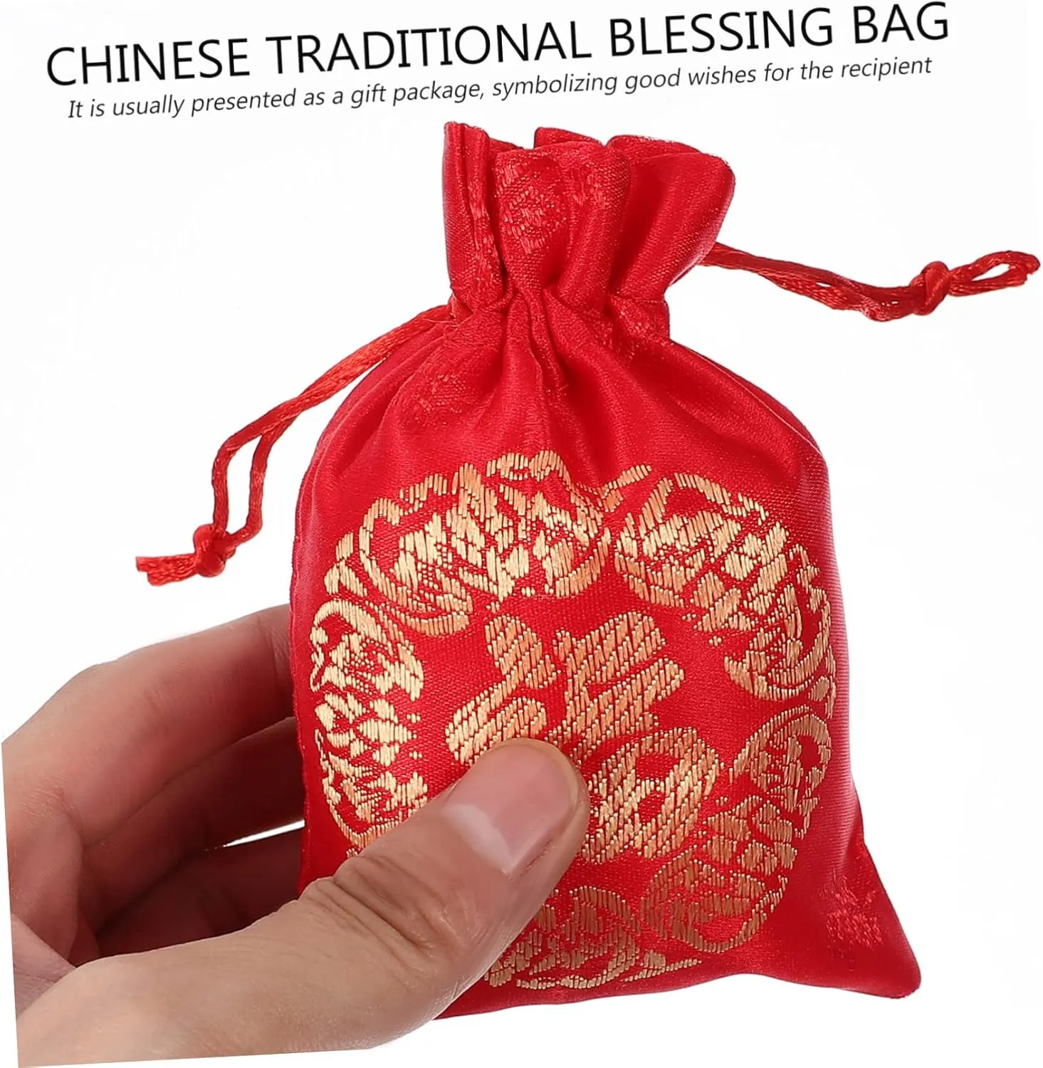 20pcs Lucky Bag Bag Chinese Style Bags Fortunes Drawstring Bag New Year Candy Bag Chinese Candy Bags New Year Hongbao Lucky Money Wraps Bag Supplies Wedding Silk