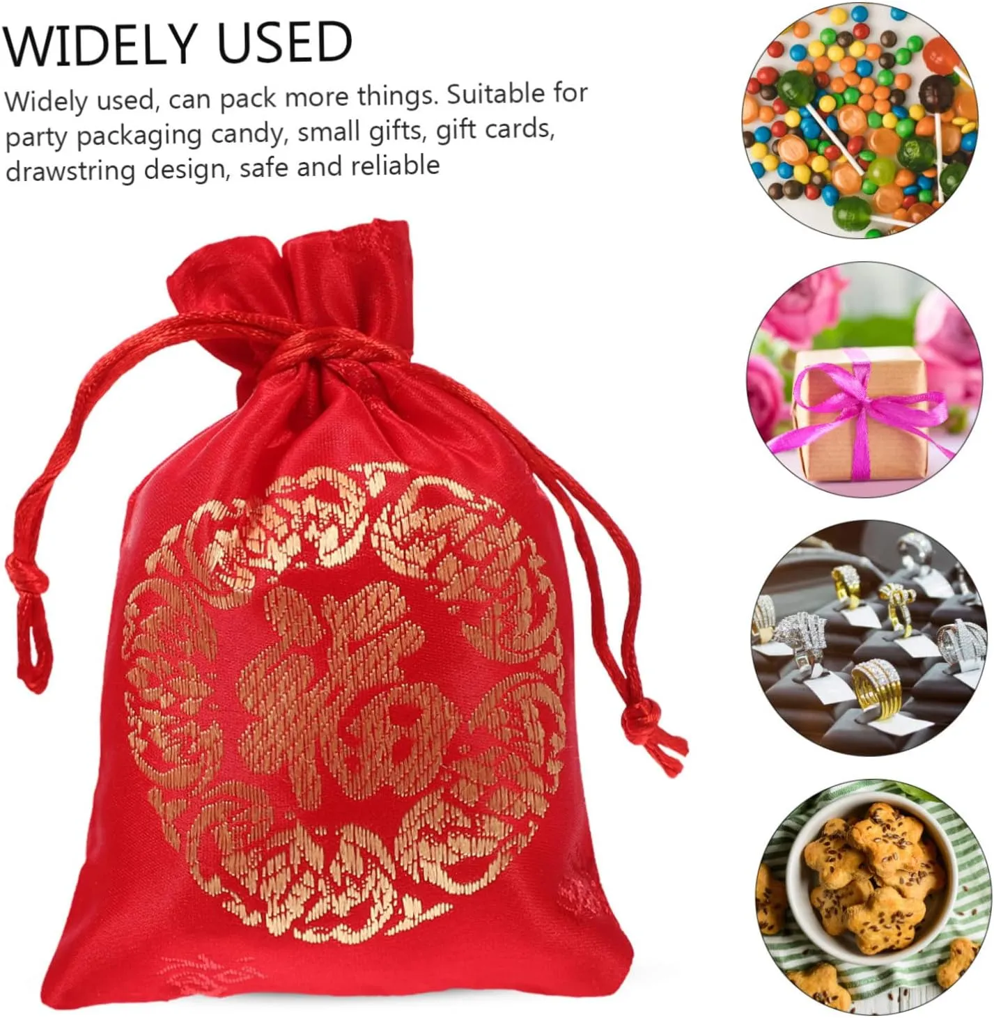 20pcs Lucky Bag Bag Chinese Style Bags Fortunes Drawstring Bag New Year Candy Bag Chinese Candy Bags New Year Hongbao Lucky Money Wraps Bag Supplies Wedding Silk