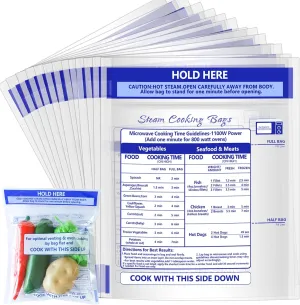 24 Pcs Microwave Steamer Bags 7.9 X 8.6 Inch Zipper Steam Cooking Bags Reusable Microwave Cooking Bag for Vegetables Potatoes and Meat (24)