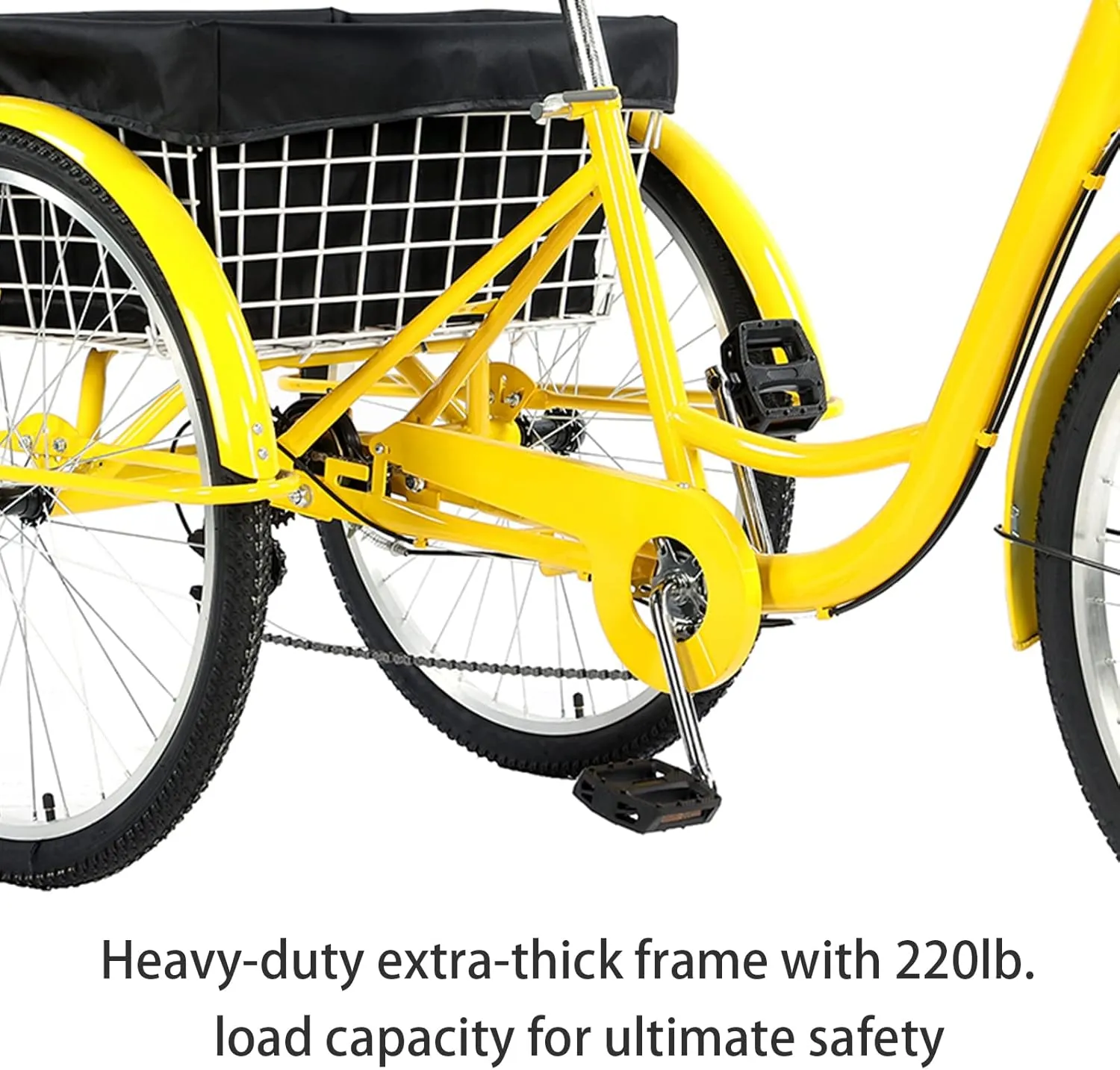 26 inch Adult Tricycle, 7 Speed 3 Wheel Bike for Women Men, Cruise Trike Bike with Shopping Basket, Adjustable Seat, Multiple Colors