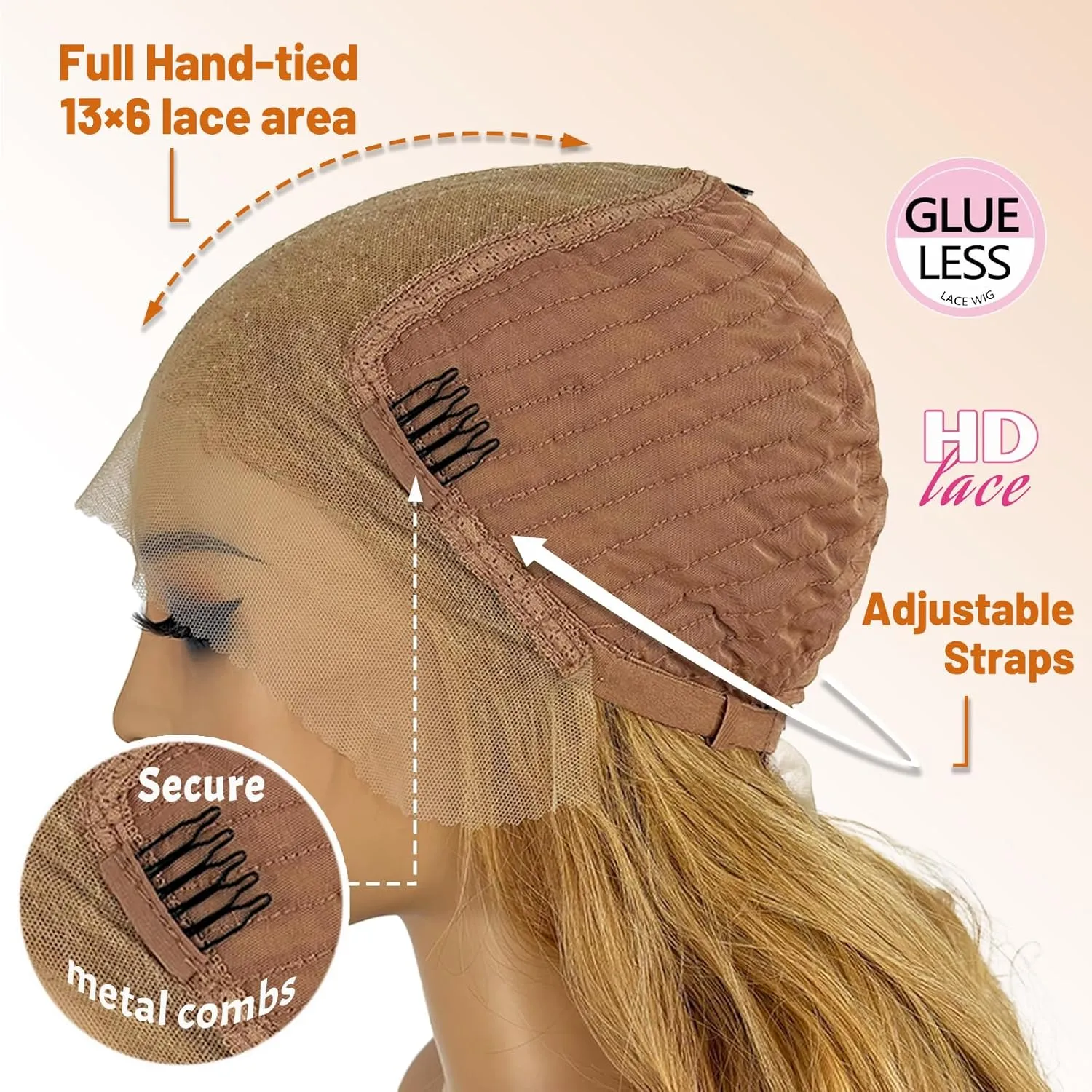 26Inch Honey Blonde 13×6 Lace Front Wigs 130% Density Body Wave Transparent Lace Front Wigs Free Part Pre Plucked Glueless Wigs for Women with Baby Hair