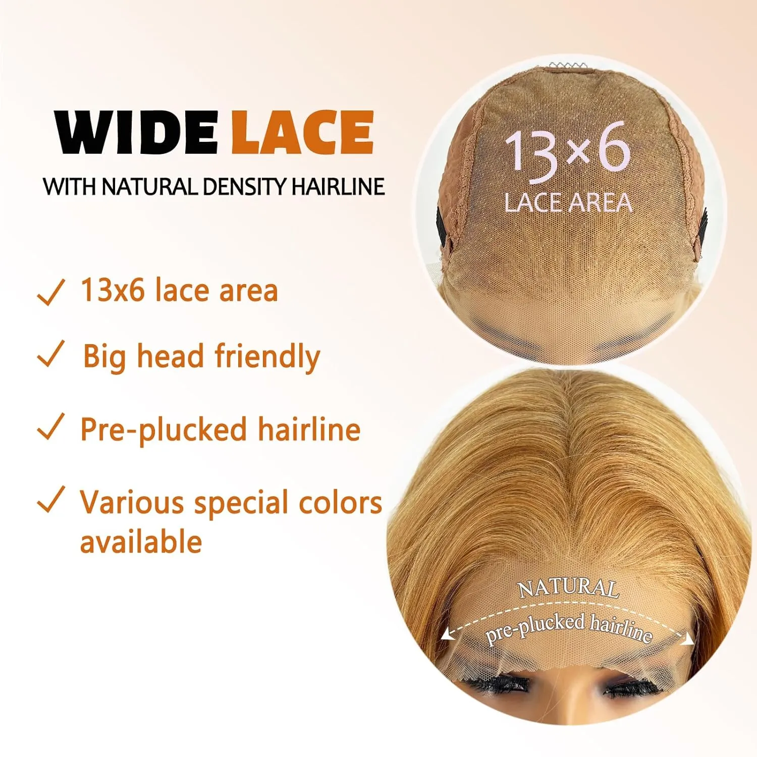 26Inch Honey Blonde 13×6 Lace Front Wigs 130% Density Body Wave Transparent Lace Front Wigs Free Part Pre Plucked Glueless Wigs for Women with Baby Hair