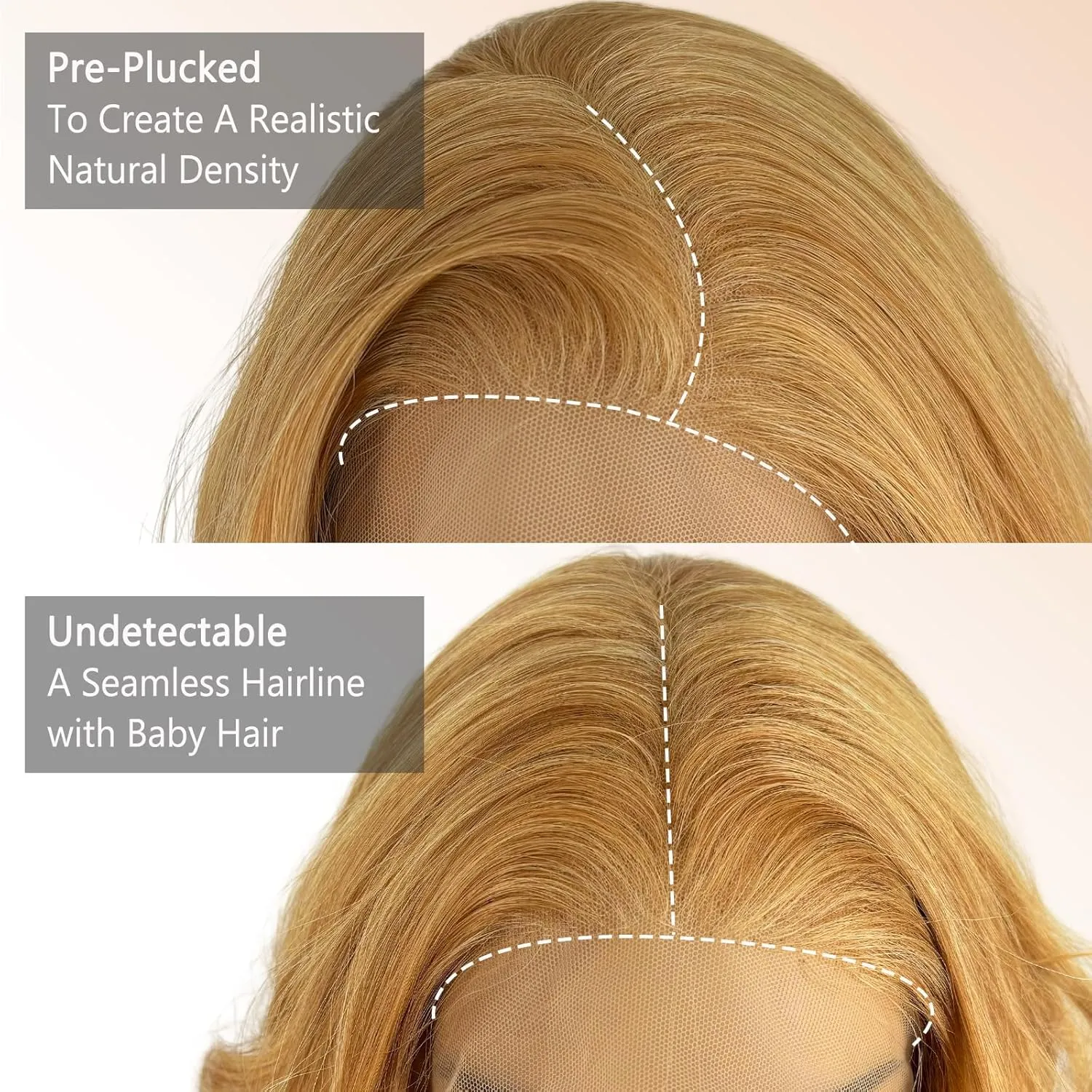 26Inch Honey Blonde 13×6 Lace Front Wigs 130% Density Body Wave Transparent Lace Front Wigs Free Part Pre Plucked Glueless Wigs for Women with Baby Hair