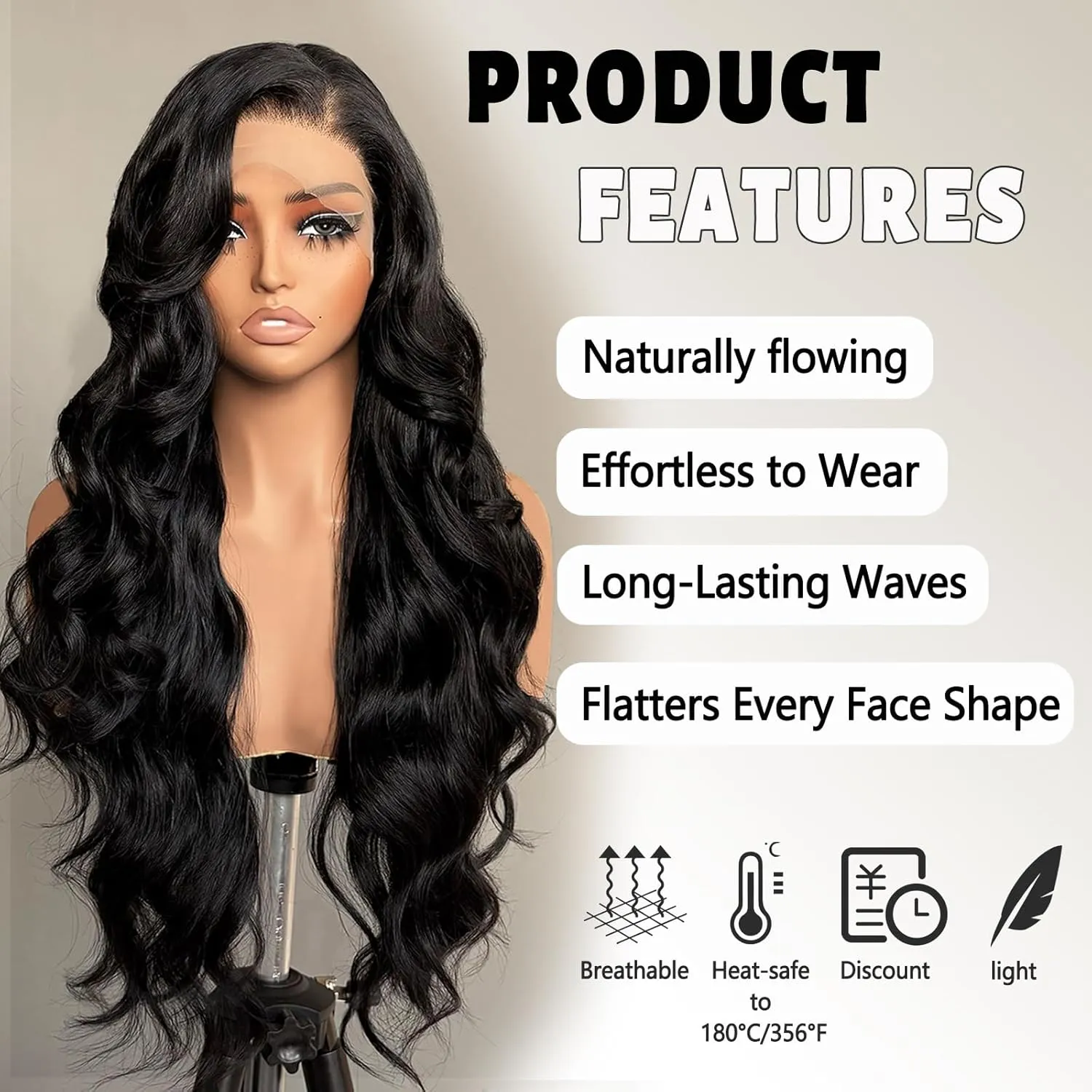 26Inch Natural Black wig 13×6 Lace Front Wigs Pre Plucked Glueless Wigs Synthetic wig Transparent Lace Front Wigs for Black Women Beginner Friendly