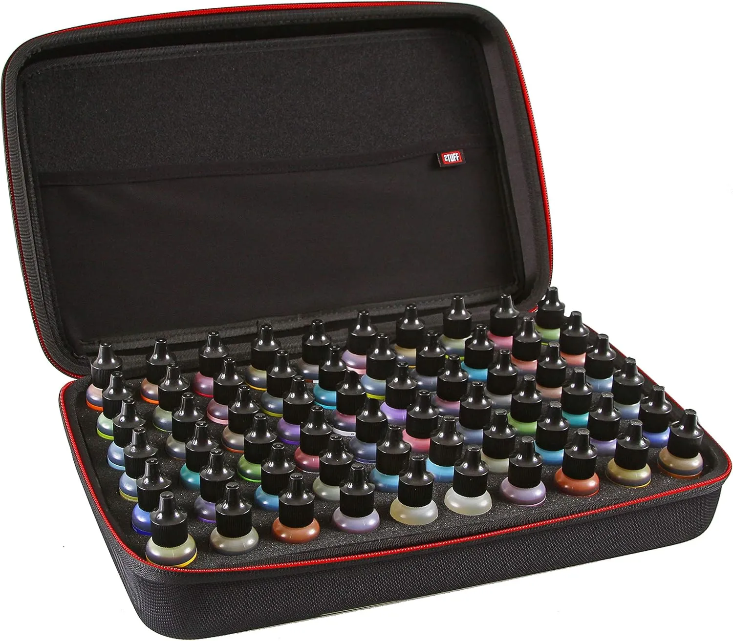 2TUFF Alcohol Ink Storage Case and Paint Carry Case - Fits up to 60 bottles - Alcohol Ink Case and Miniature Paint Organizer for Ink and Paints with Foam Insert and Inner Storage Pocket