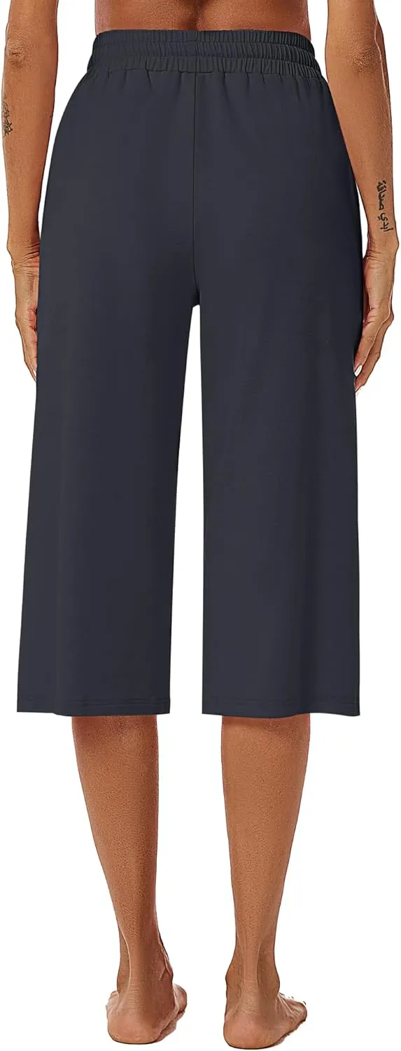 3 Pack Women's Capris Wide Leg Capri Pants Drawstring Pajama Sweatpants Women Lounge Pants with Pockets