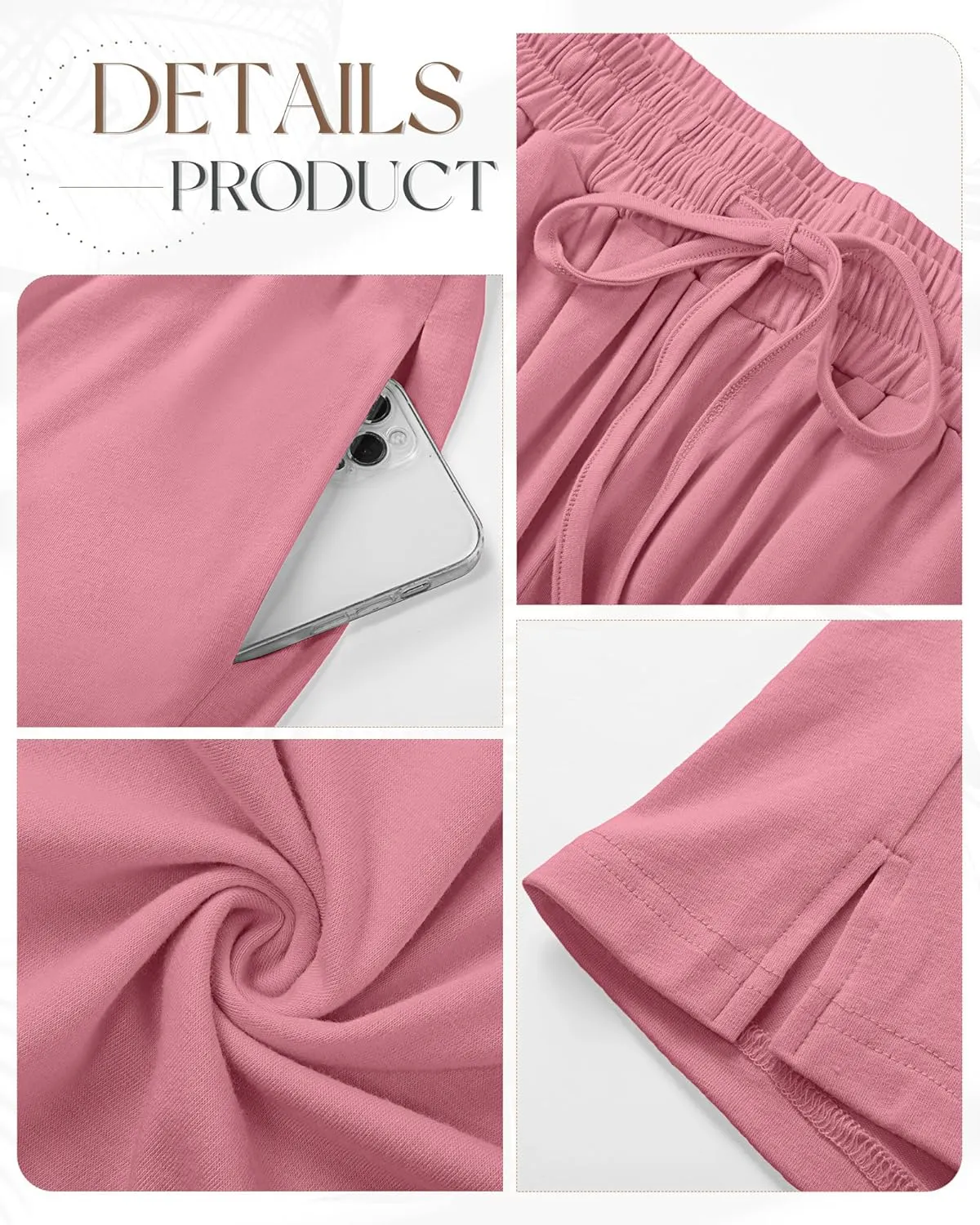 3 Pack Women's Capris Wide Leg Capri Pants Drawstring Pajama Sweatpants Women Lounge Pants with Pockets
