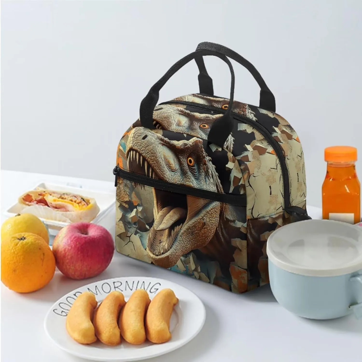 3 Piece Backpack Set for Boys Kindergarten Lightweight Ergonomic School Bag with Lunch Box Spacious Dinosaur Bookbag Ages 5-6 for Outdoor Travel 17 Inch