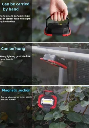 3-Speed Rechargeable Red Portable LED Floodlight, 10W, 3000mAh, 5V, Waterproof, 5.7 x 4.13 x 4 inches, Outdoor, Camping, Fishing, Searching, Daily Use