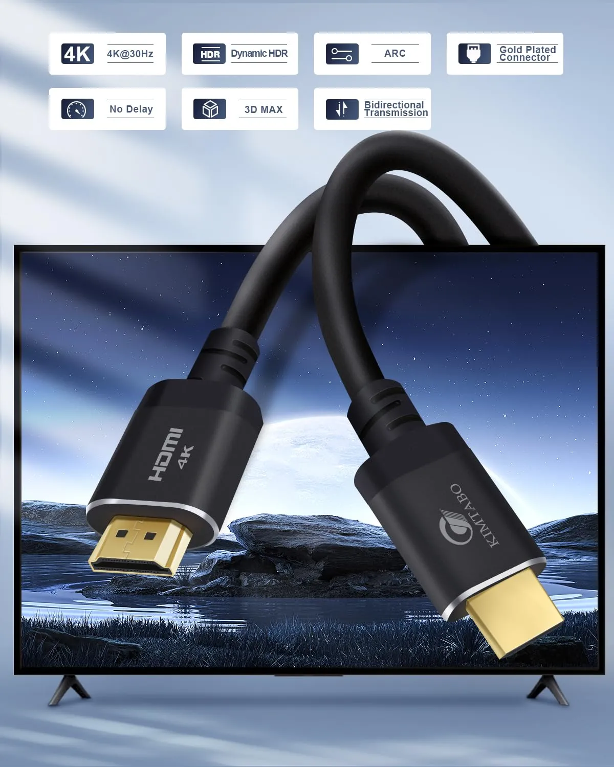 30 ft HDMI Cable 4K, High Speed Long HDMI Cables Support 4K 30Hz 2K 1080p 3D ARC, Gold plated Connectors Soft HDMI Cord for Smart HD Fire TV Monitor Projector Soundbar Laptop PS3/4 XBOX (9.14m)