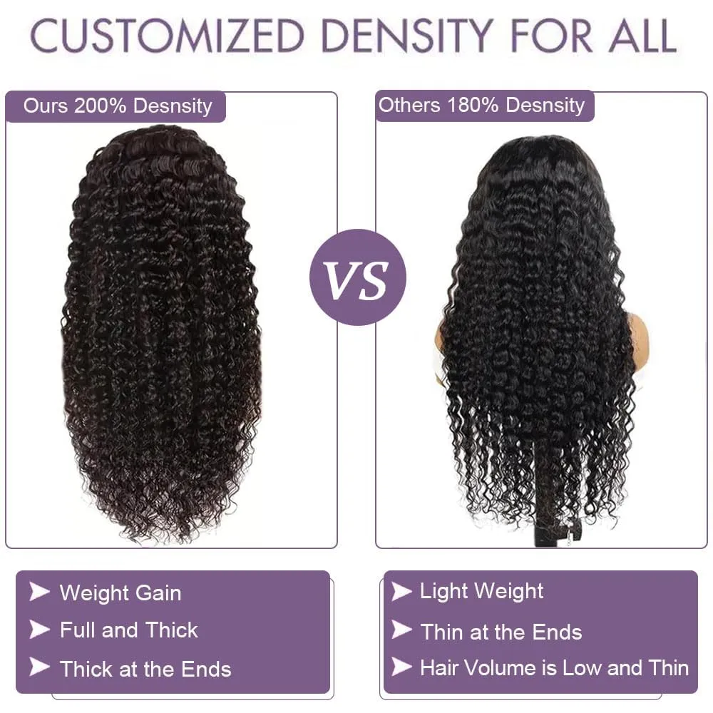 34 Inch 13x6 Lace Front Wig Human Hair Deep Wave Lace Front Wigs Human Hair Pre Plucked with Baby Hair 200% Density Deep Curly 13x6 HD Lace Frontal Wigs for Women Glueless Curly Human Hair Wigs