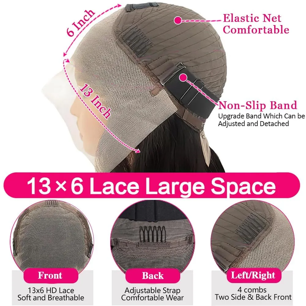 34 Inch 13x6 Lace Front Wig Human Hair Deep Wave Lace Front Wigs Human Hair Pre Plucked with Baby Hair 200% Density Deep Curly 13x6 HD Lace Frontal Wigs for Women Glueless Curly Human Hair Wigs