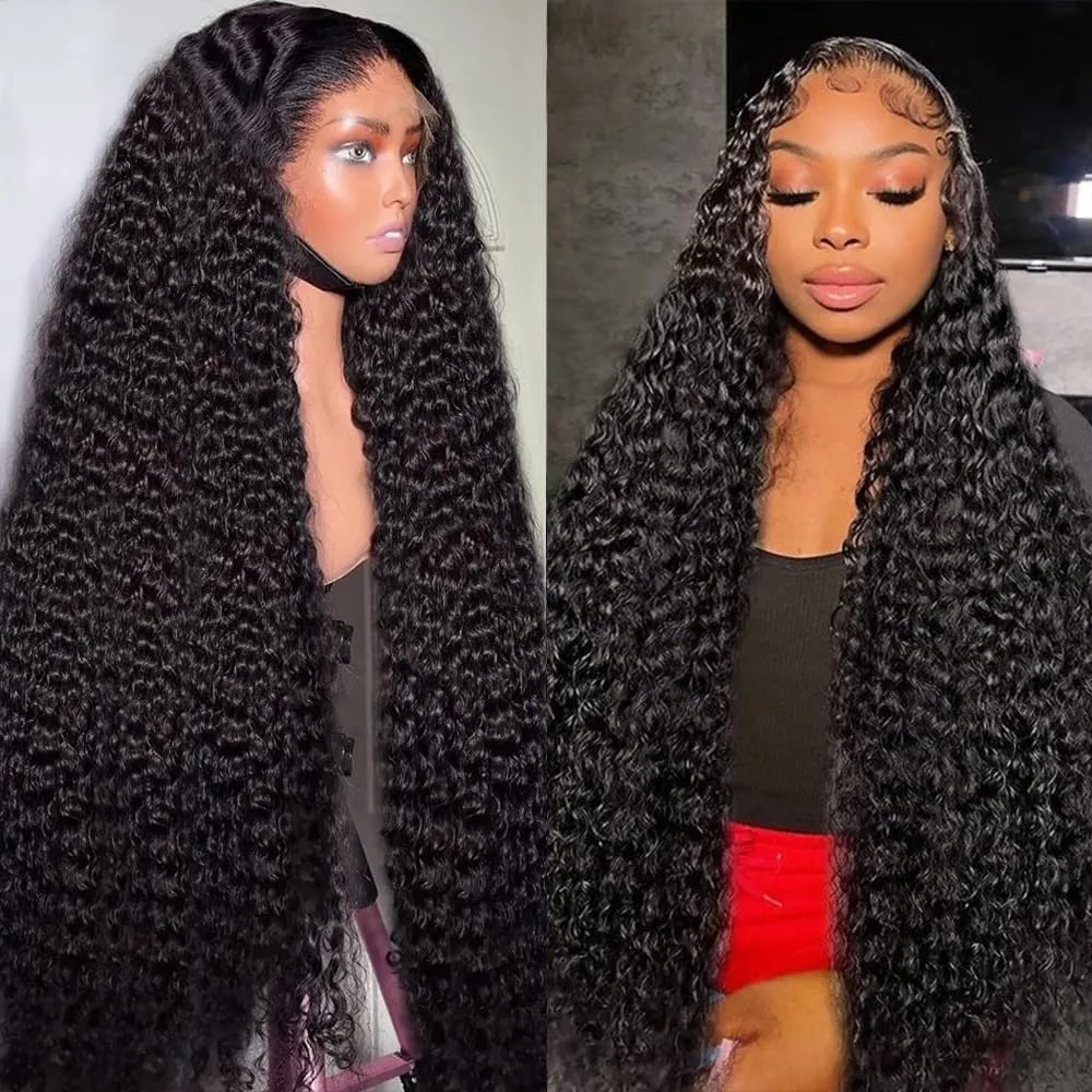 34 Inch 13x6 Lace Front Wig Human Hair Deep Wave Lace Front Wigs Human Hair Pre Plucked with Baby Hair 200% Density Deep Curly 13x6 HD Lace Frontal Wigs for Women Glueless Curly Human Hair Wigs