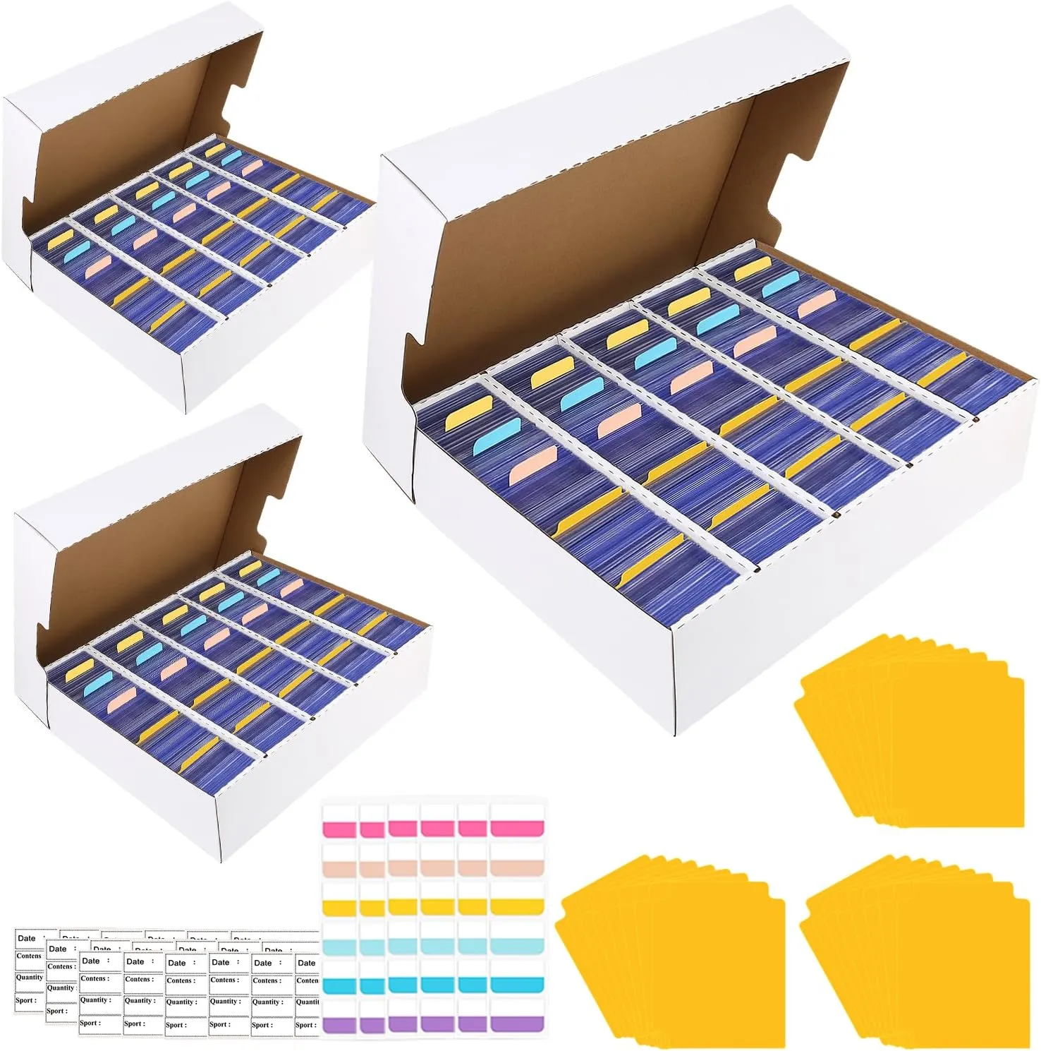 3Pack Trading Card Storage Box, 3900-Count Card Sorting Tray Cases, Collectors Card Organizer Box for MTG TCG Topps Football Basketball Cards