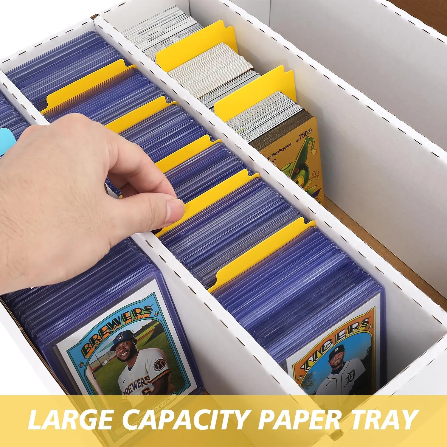 3Pack Trading Card Storage Box, 3900-Count Card Sorting Tray Cases, Collectors Card Organizer Box for MTG TCG Topps Football Basketball Cards