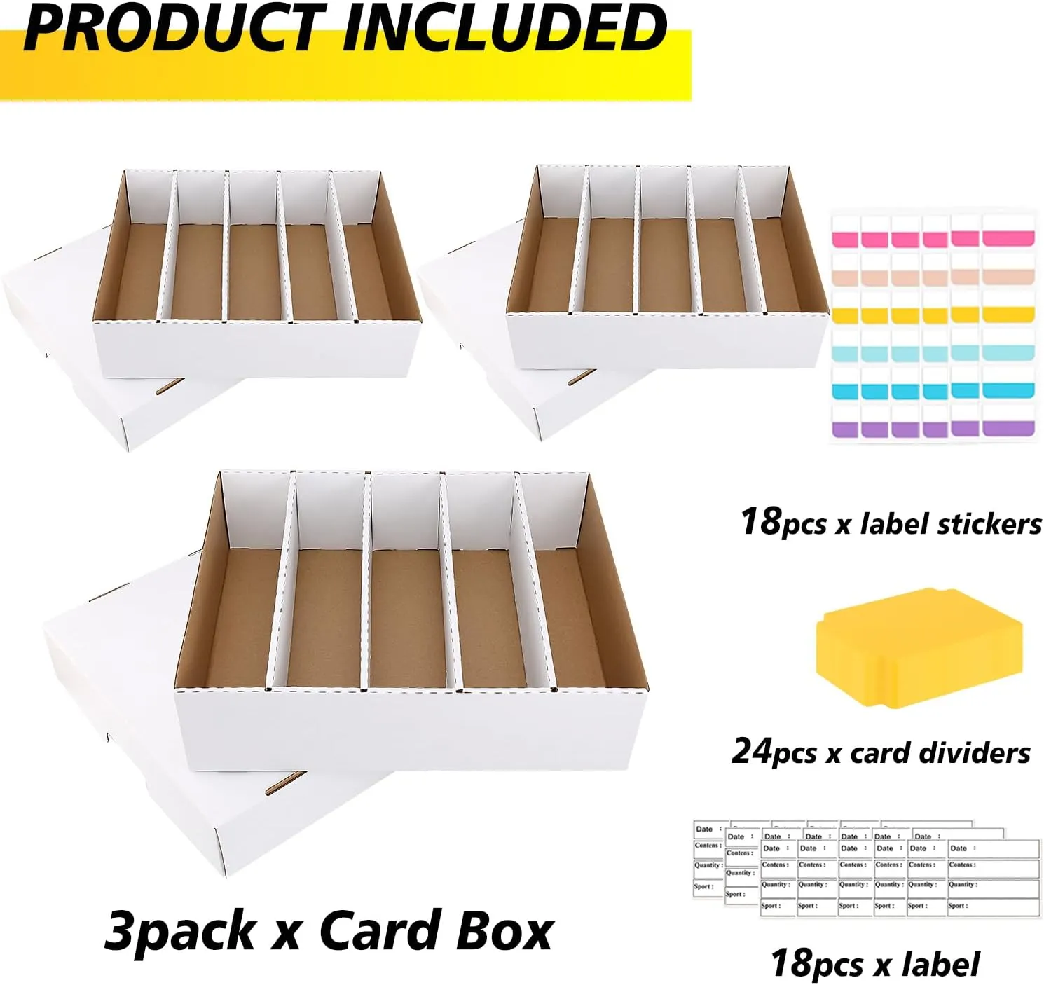 3Pack Trading Card Storage Box, 3900-Count Card Sorting Tray Cases, Collectors Card Organizer Box for MTG TCG Topps Football Basketball Cards