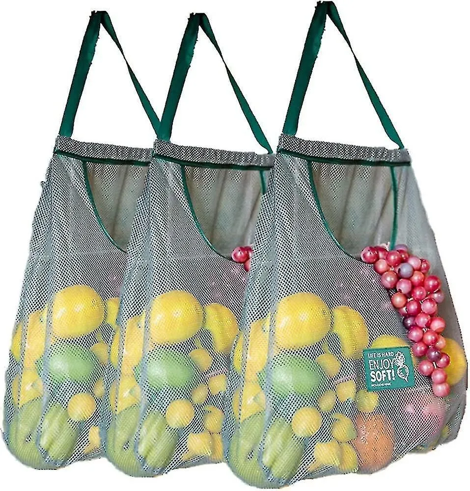 3pcs Hanging Mesh Storage Bags mesh Reusable Bag washable Cotton Mesh Produce Ba