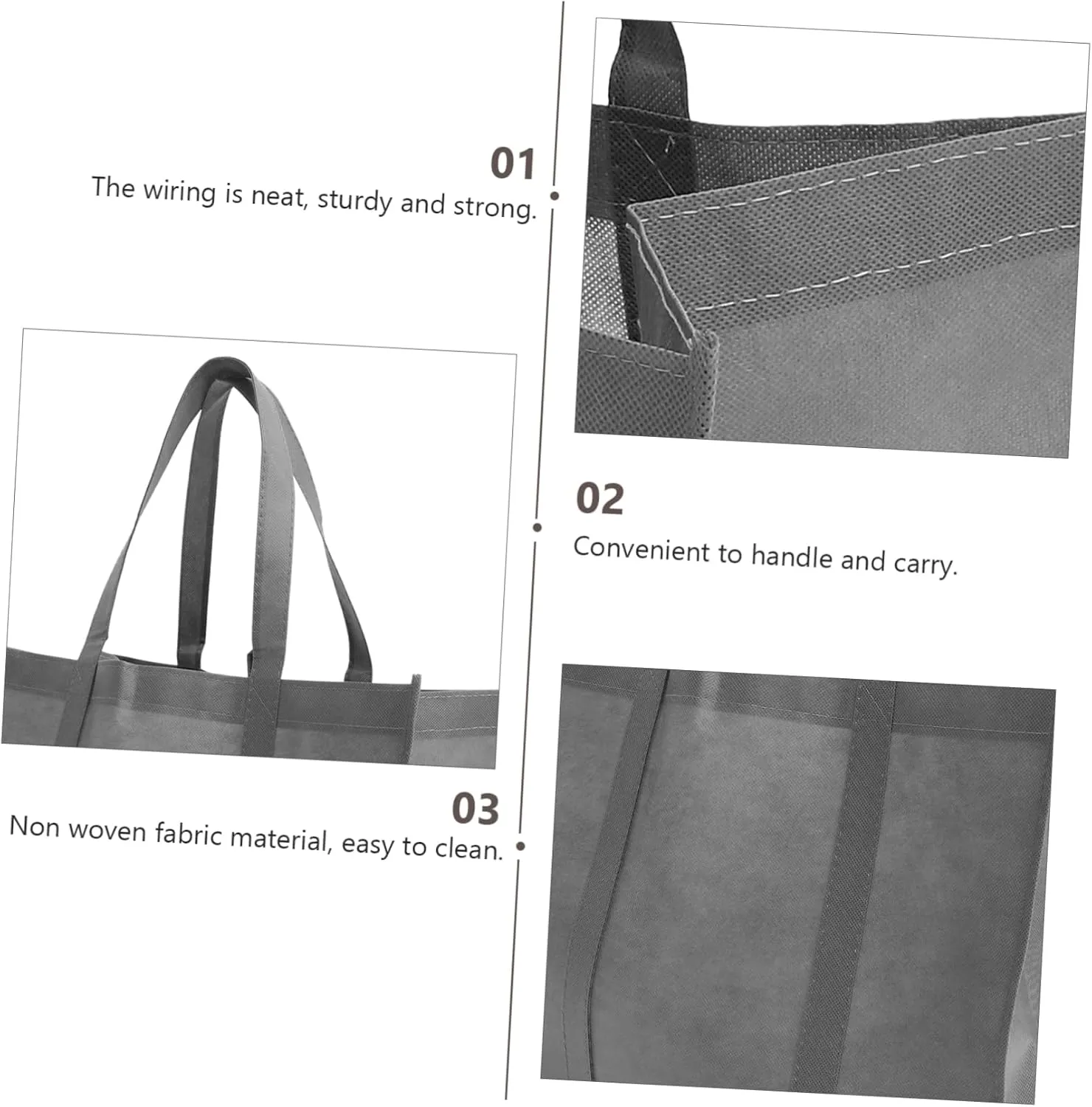 3pcs Non-woven Shopping Bag Caligraphy Book Books Tote Bag Groceries Reusable Bag Grocery Bag