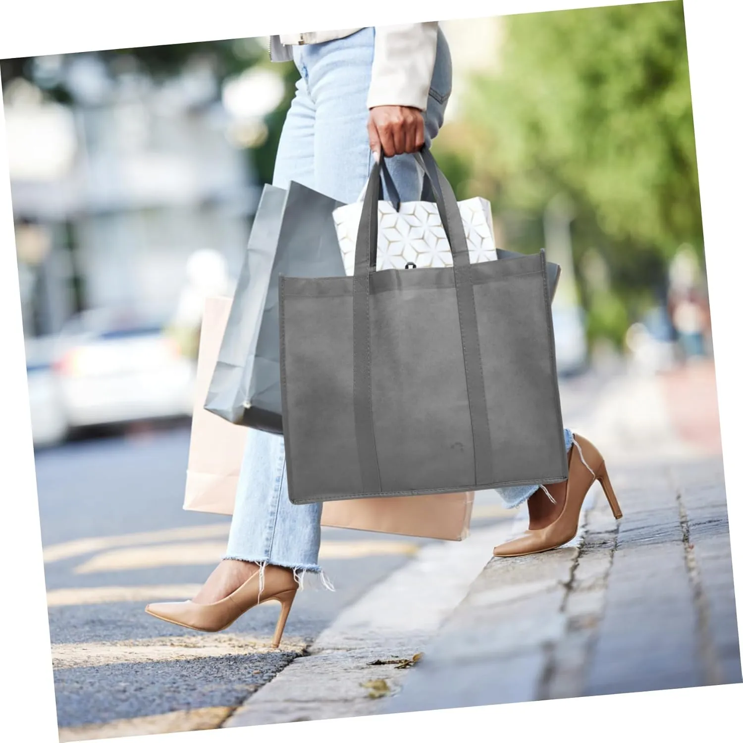 3pcs Non-woven Shopping Bag Caligraphy Book Books Tote Bag Groceries Reusable Bag Grocery Bag
