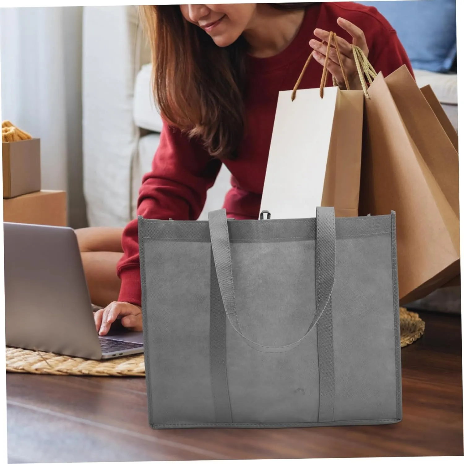 3pcs Non-woven Shopping Bag Caligraphy Book Books Tote Bag Groceries Reusable Bag Grocery Bag