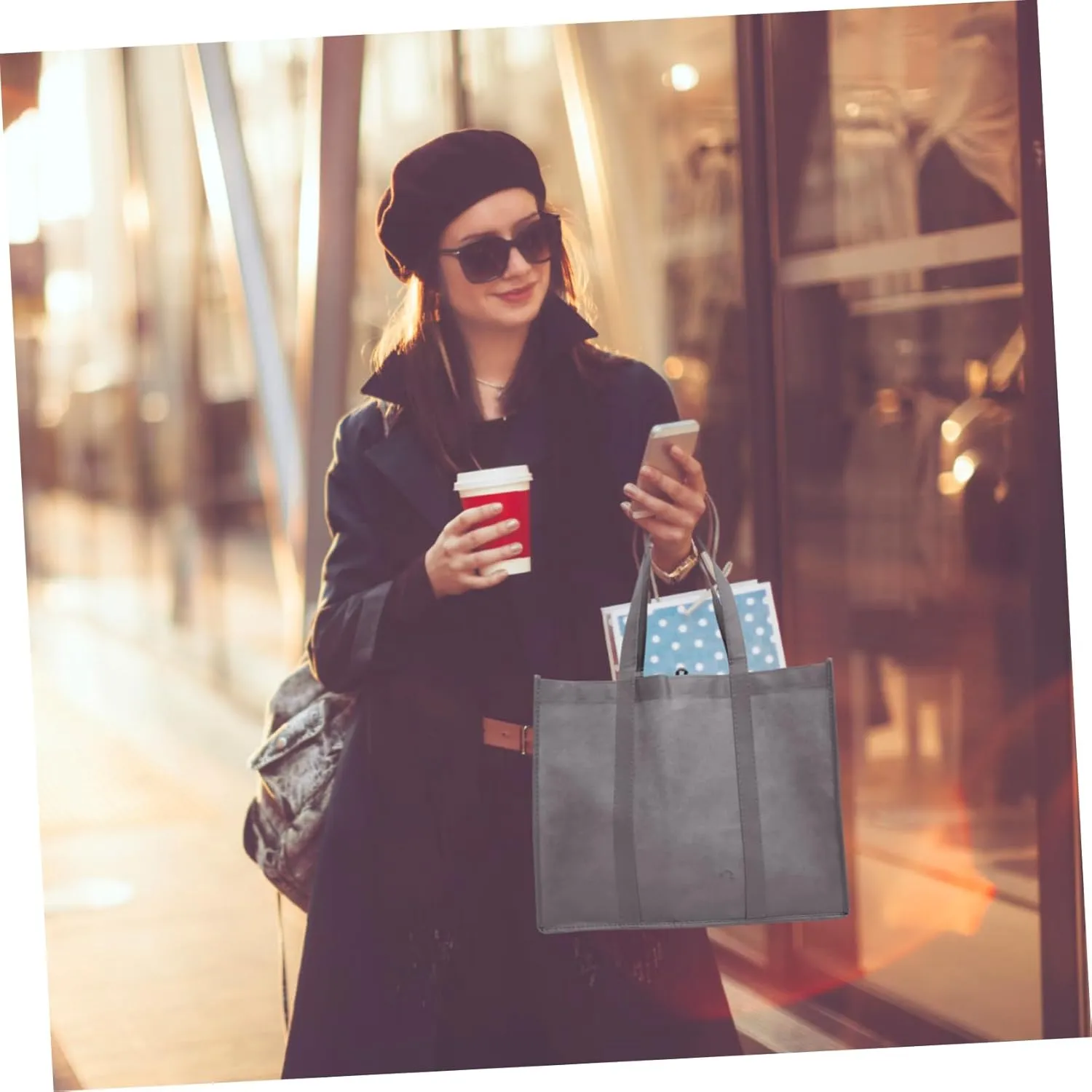 3pcs Non-woven Shopping Bag Caligraphy Book Books Tote Bag Groceries Reusable Bag Grocery Bag