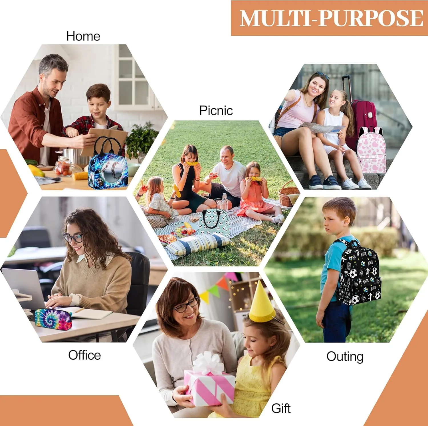 3PCS School Backpack for Boys Girls, Kids Backpack for Teens Elementary Middle High School Students, Large Capacity 17 Inch School Bags with Lunch Box and Pencil Case (Basketball)
