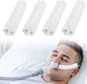 4 Pack Satin Mask Strap Covers, Face Cushion Cover for Strap Headgear, Universal and Reusable Comfort Pads, C Papa Accessories & Supplies Mask Cover Headgear Pads for Reducing Red Marks (White)