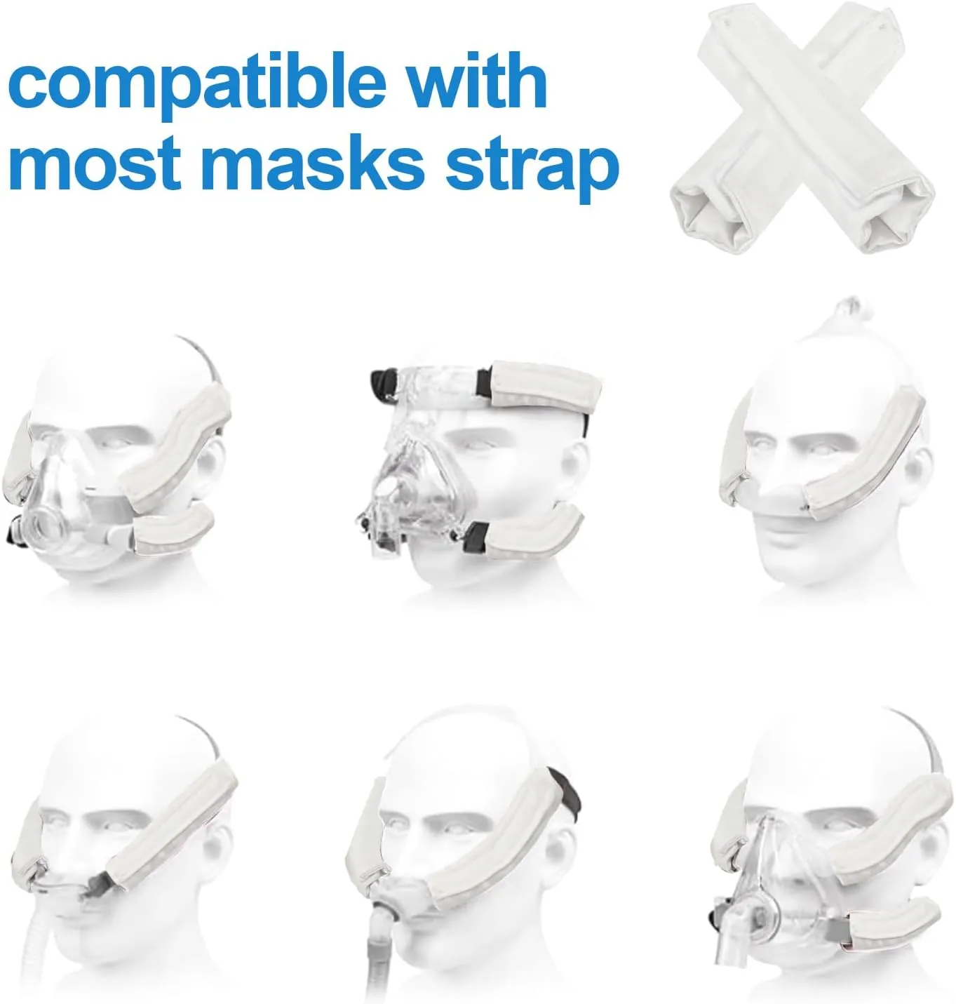 4 Pack Satin Mask Strap Covers, Face Cushion Cover for Strap Headgear, Universal and Reusable Comfort Pads, C Papa Accessories & Supplies Mask Cover Headgear Pads for Reducing Red Marks (White)