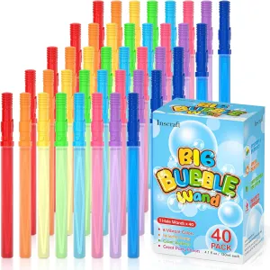 40 Pack 14’’ Big Bubble Wands, 8 Colors Bubbles Bulk for Summer Toy, Outdoor / Indoor Activity Use, Easter, Birthday, Graduation, Shower, Bubbles Party Favors Supplies for Kids Toddlers