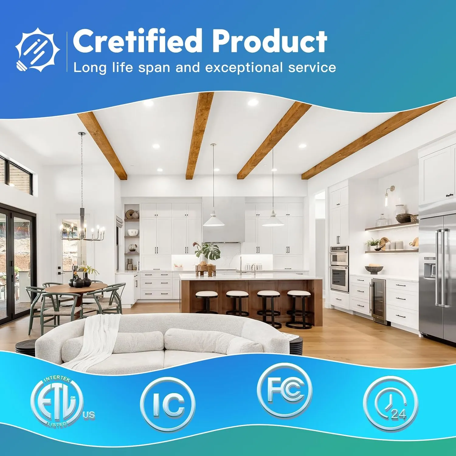 48 Pack 6 Inch 5CCT Ultra-Thin LED Recessed Ceiling Light with Junction Box, 2700K/3000K/3500K/4000K/5000K Selectable, 1050LM Brightness, Dimmable Canless Wafer Downlight, 12WEqv110W ETL&FCC