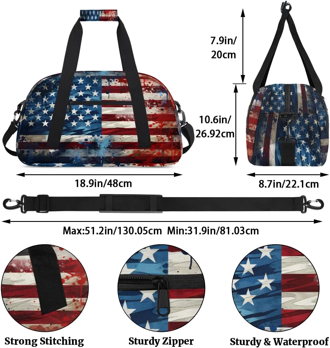 4th July Kids Overnighter Duffel Bags for Boys, Carry-On Size Sports Gym Bag with Front Zipper Pocket for School Practice or Overnight Travel Weekender Sleepover Tote Bag