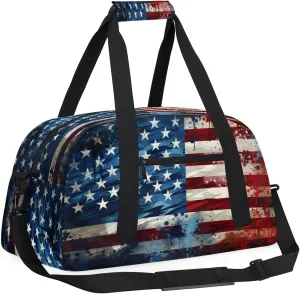 4th July Kids Overnighter Duffel Bags for Boys, Carry-On Size Sports Gym Bag with Front Zipper Pocket for School Practice or Overnight Travel Weekender Sleepover Tote Bag