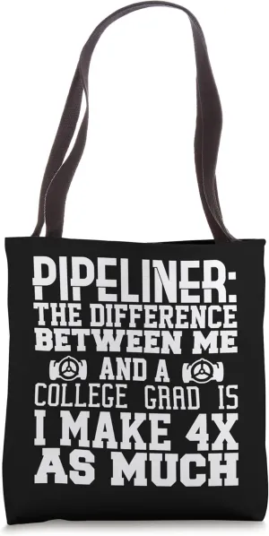 4x Pipeliner College Money Welds Pipeline Trade School Funny Tote Bag