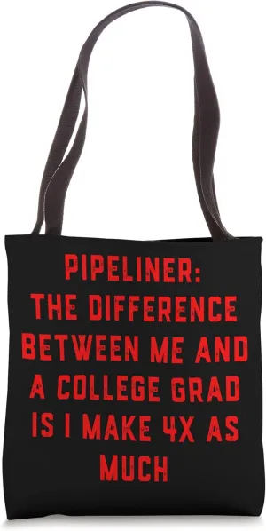 4x Pipeliner College Money Welds Pipeline Trade School Funny Tote Bag