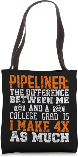 4x Pipeliner College Money Welds Pipeline Trade School Funny Tote Bag
