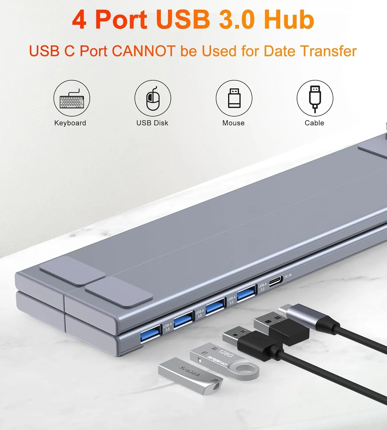 5-in-1 USB C Hub Adjustable Aluminum Laptop Stand, 4-Port USB A 3.0 with 5Gbps Data Transfer USB C Hub Docking Station [Charging Not Supported] for MacBookPro/Air/Dell/HP/Lenovo