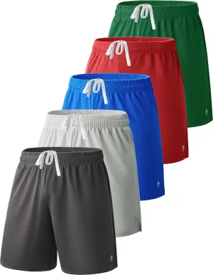5 Pack Boys Athletic Shorts Mesh Basketball Youth Apparel Kids Sports Active Gear with Pockets
