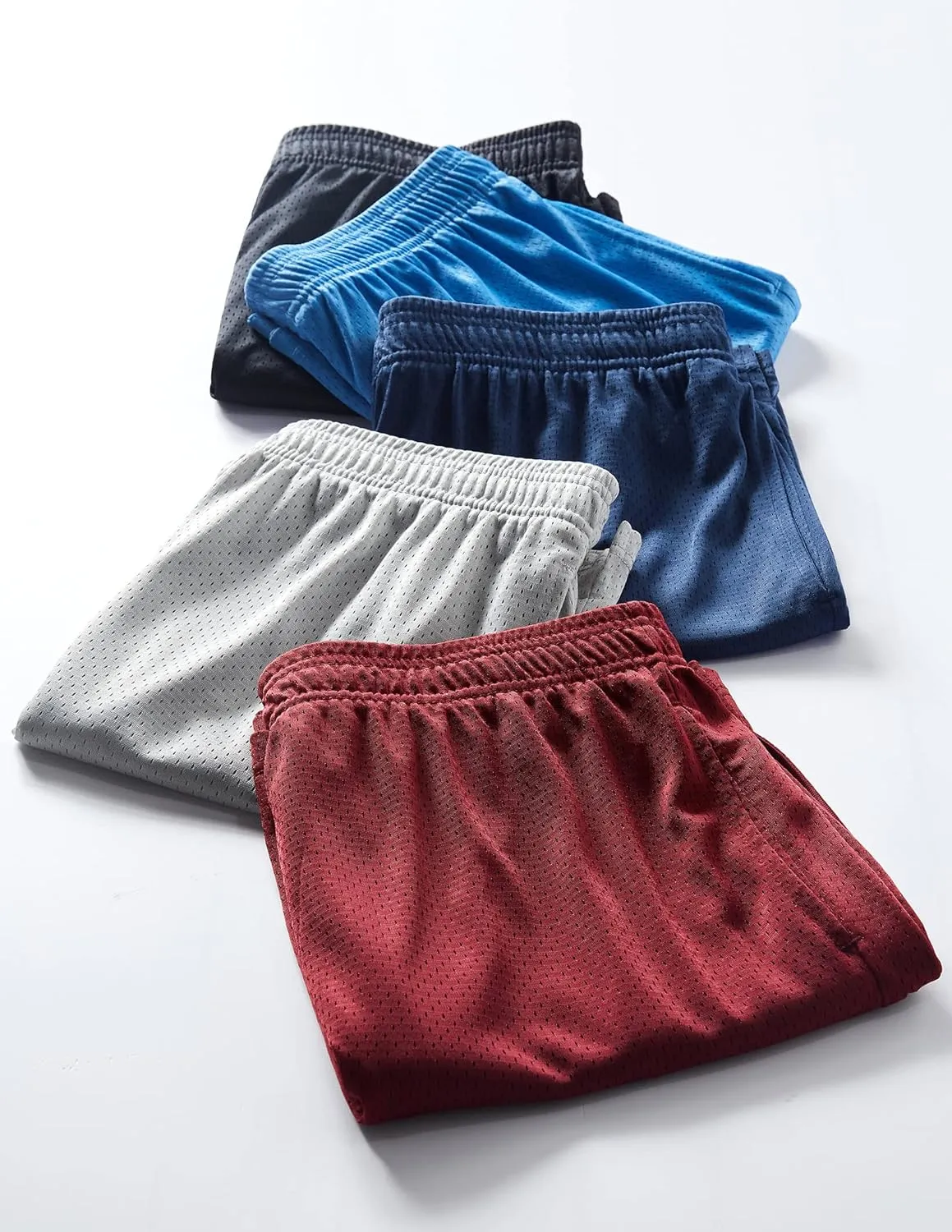 5 Pack Boys Athletic Shorts Mesh Basketball Youth Apparel Kids Sports Active Gear with Pockets