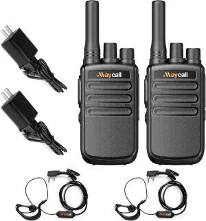 558 Walkie Talkie Long Range Two Way Radio for Adults with Earpieces FRS 2 Way Radio Type C Portable 16 Channel USB Charging 1200mAh for Cruise Hiking Hunting Skiing (2 Pack)