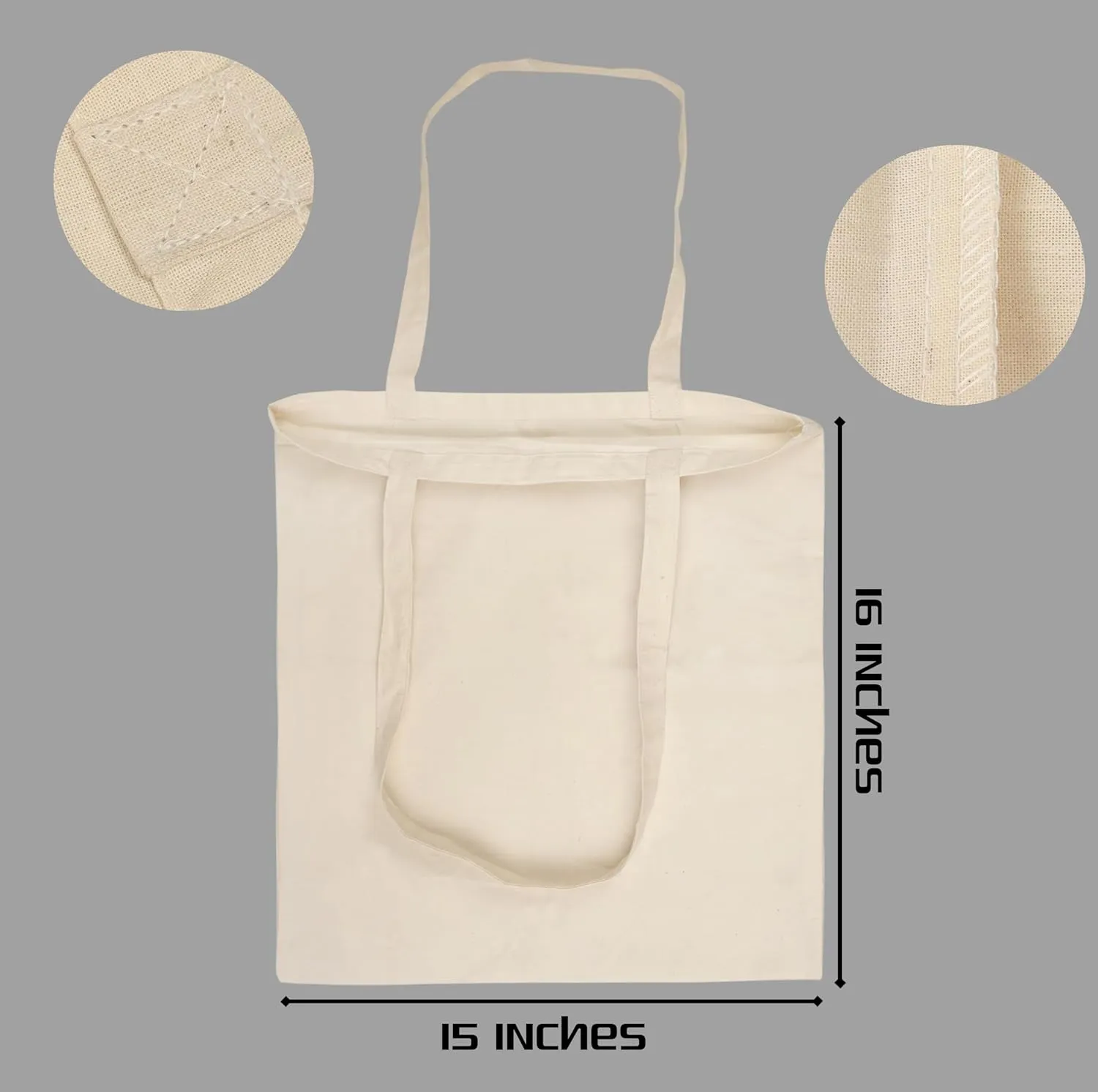 6 & 12 Pack Tote Bags - Reusable Shopping Bags for Women - 15 x 16