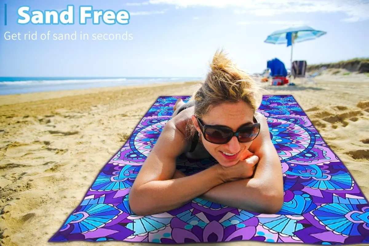 6 Pack Microfiber Thin Lightweight Beach Towel Oversized 71x32 Extra Large Sand Free Towels for Travel Swim Pool Yoga Gym Camping for Adults Women Men Beach Essentials Accessories Vacation Gift