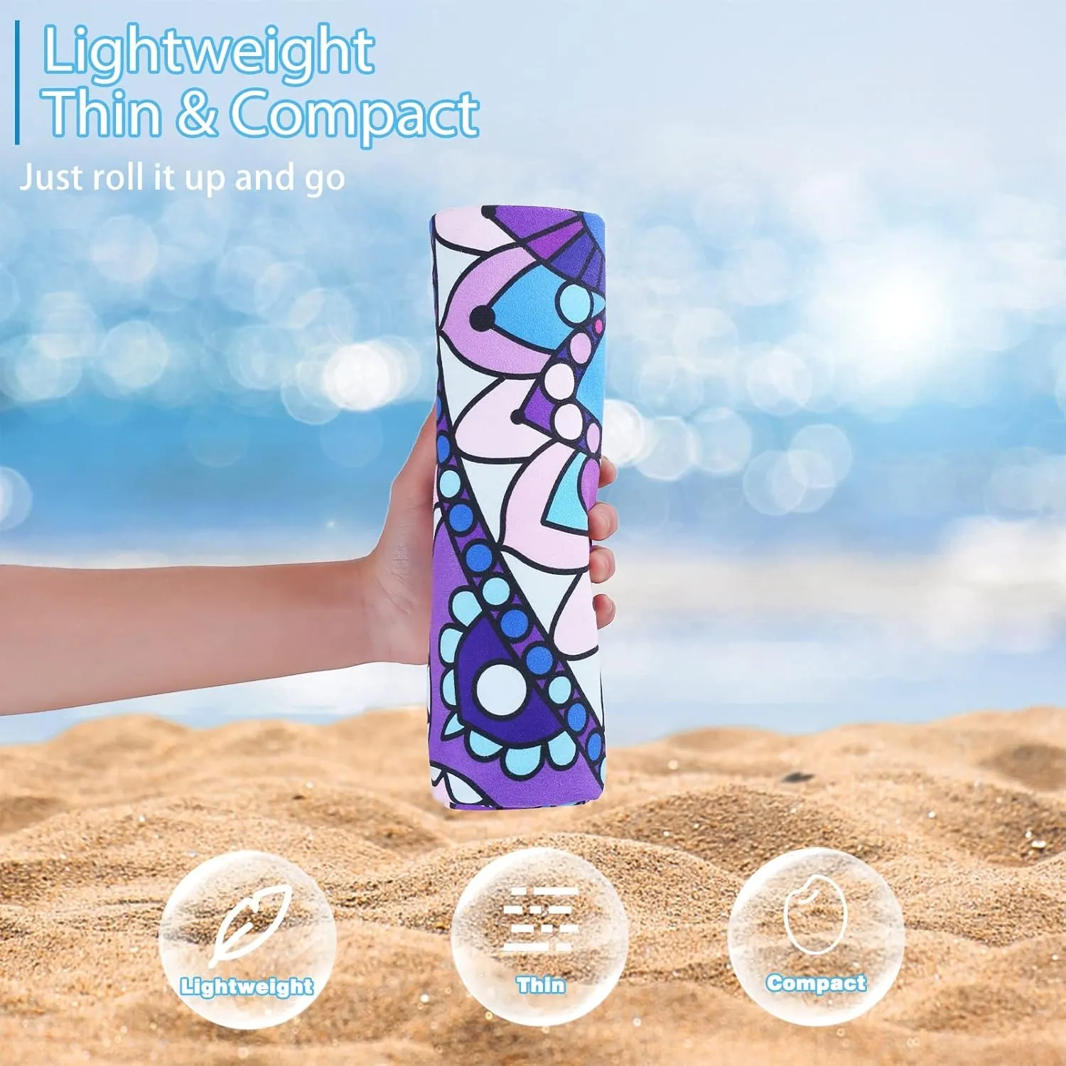 6 Pack Microfiber Thin Lightweight Beach Towel Oversized 71x32 Extra Large Sand Free Towels for Travel Swim Pool Yoga Gym Camping for Adults Women Men Beach Essentials Accessories Vacation Gift