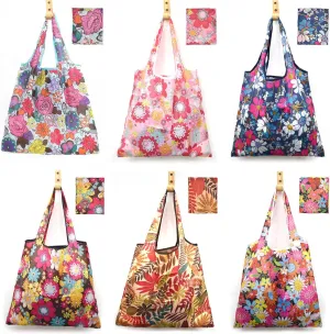 6 Pcs Reusable Grocery Bags Xlarge 50LBS Foldable Grocery Shopping Bags Washable Beach Bag Ripstop Nylon Tote Bags
