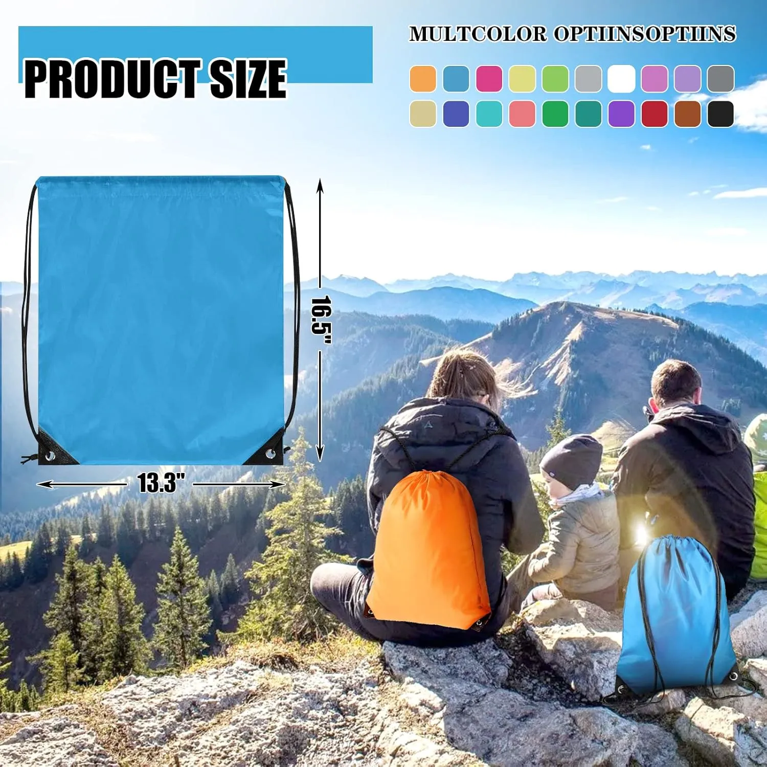 60 Pieces Drawstring Backpack Bulk Cinch Sackpack Ployster Drawstring Bags for Gym Party Trip(20 Colors)